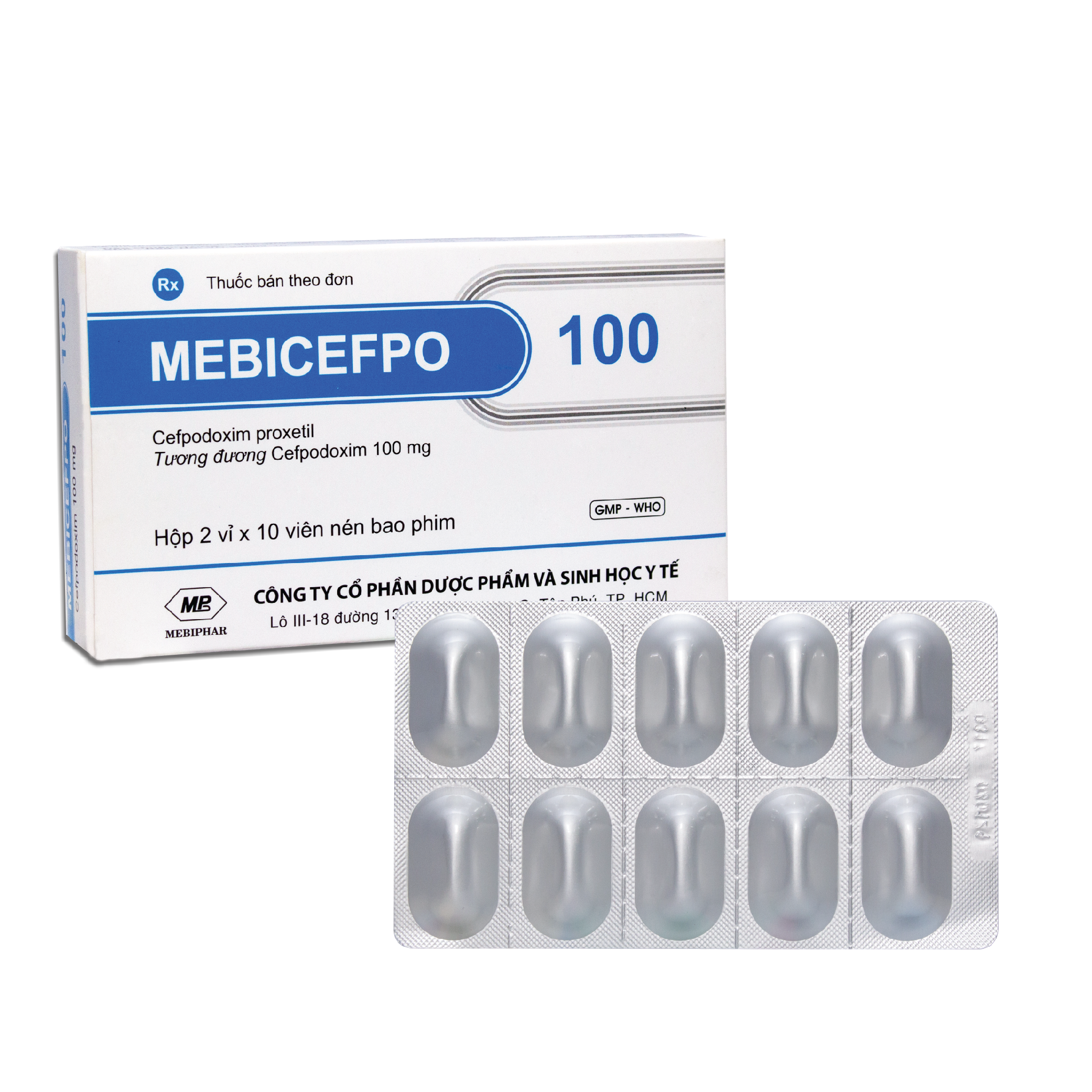 Mebicefpo 100 Cefpodoxim 100mg Mebiphar (Hộp 20 viên)
