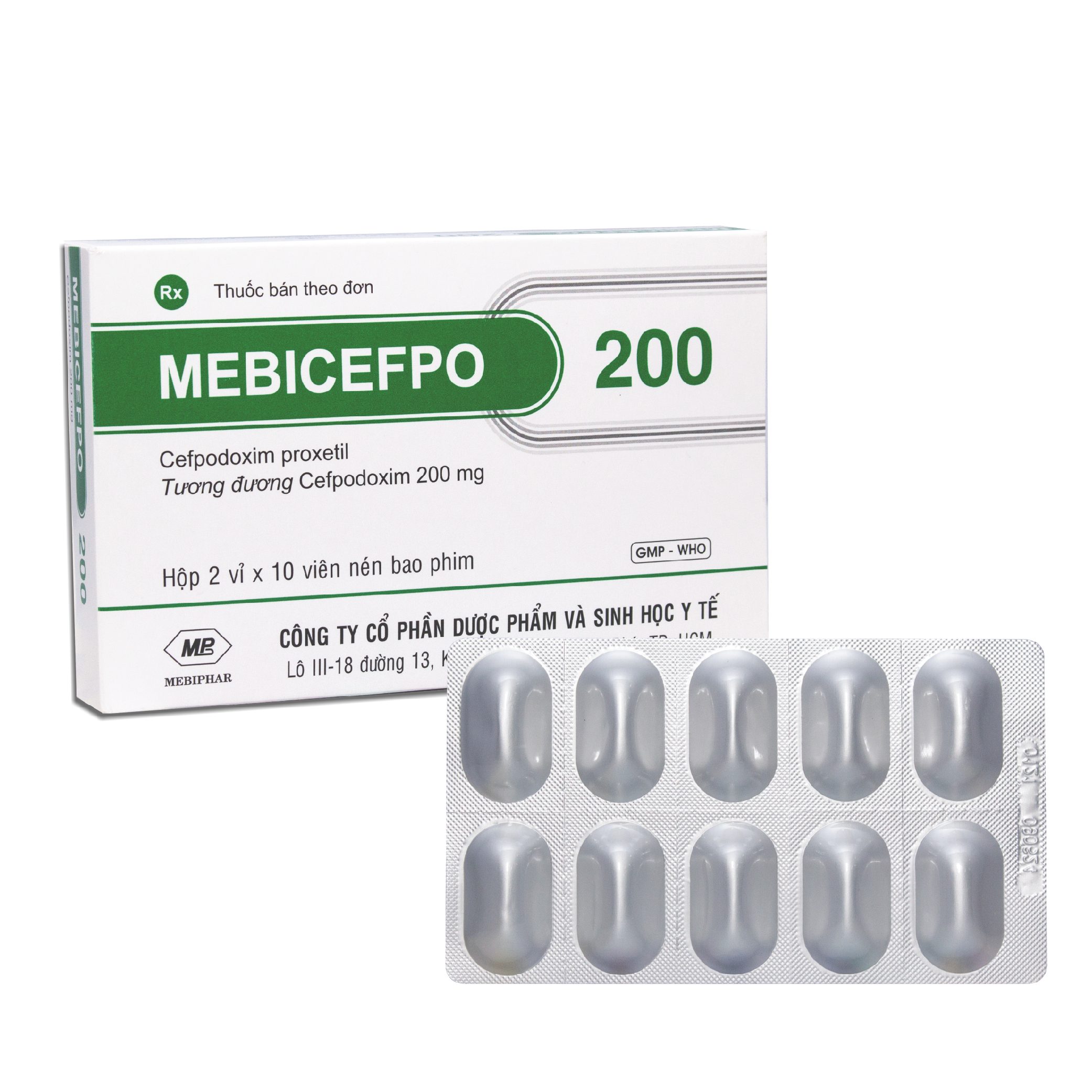 Mebicefpo 200 Cefpodoxim 200mg Mebiphar (Hộp 20 viên)