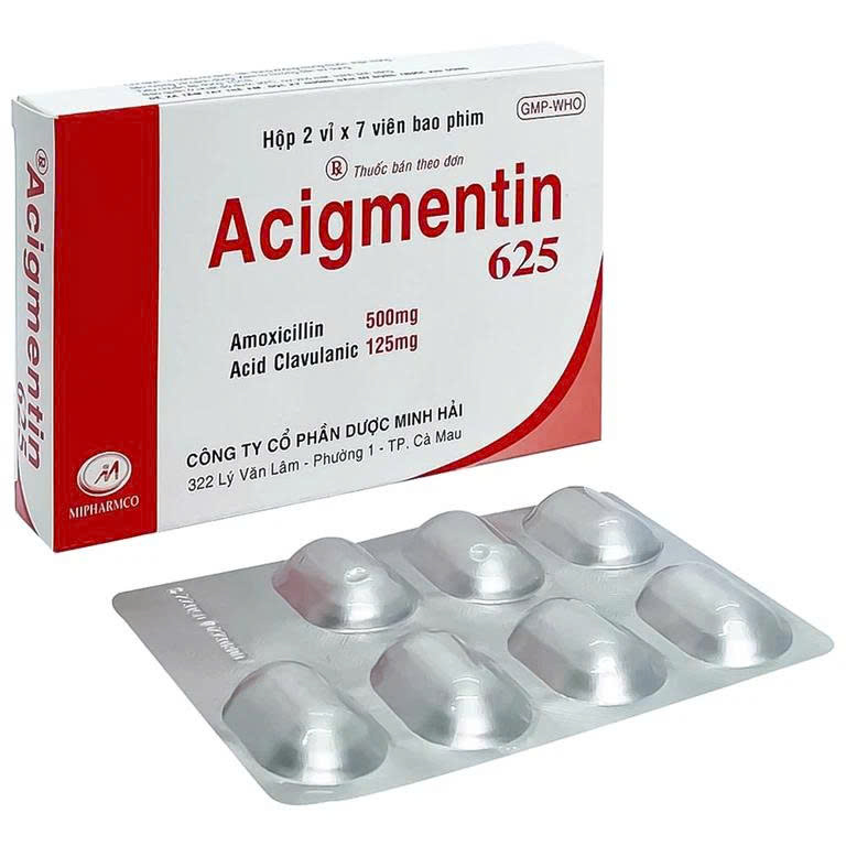 Acigmentin 625 Minh Hải (Hộp 14 viên)
