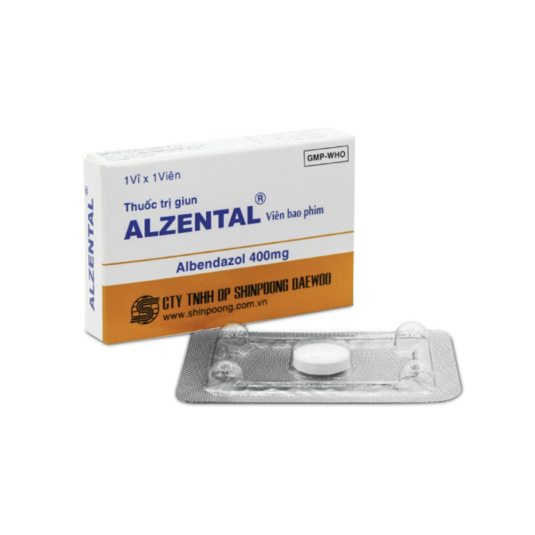 Alzental 2 tab Albendazole 400mg Shinpoong (H1Vx2v)