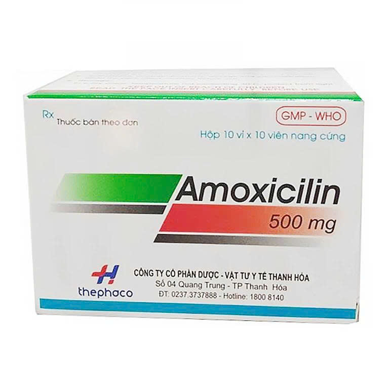 Amoxicilin 500mg Thephaco (Hộp 100 viên)