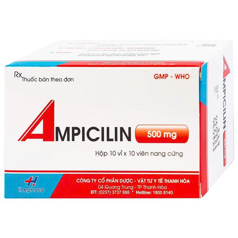 Ampicilin 500mg Thephaco (Hộp 100 viên)