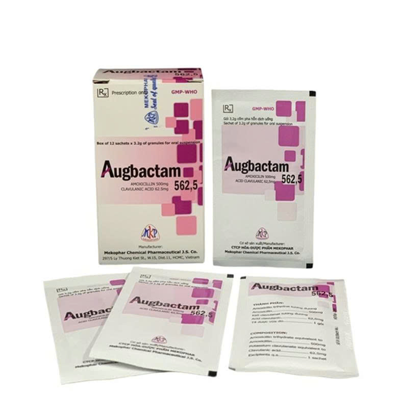 Augbactam 562.5 Mekophar (Hộp 12 gói)