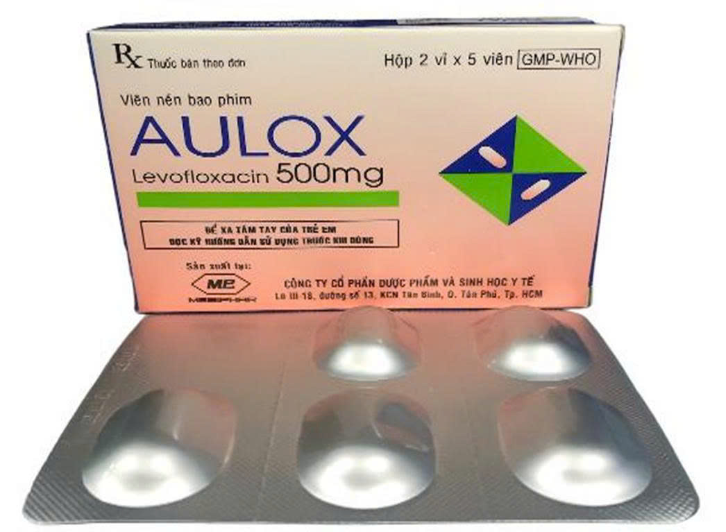 Aulox Levofloxacin 500mg Mebiphar (Hộp 10 viên)