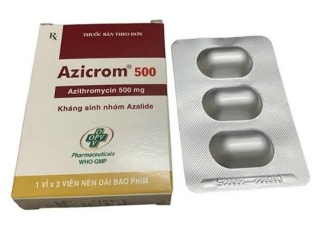 Azicrom 500 Azithromycin 500mg OPV (Hộp 3 viên)