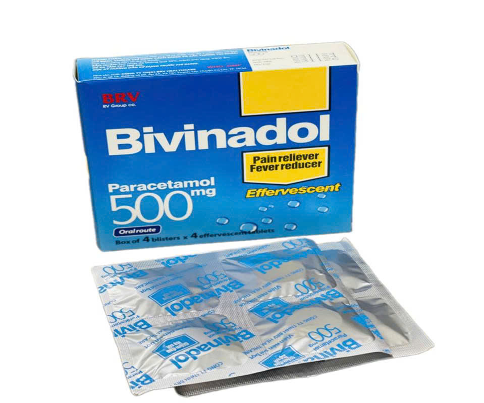 Bivinadol 500 Sủi Paracetamol 500mg BRV (Hộp 16 viên)