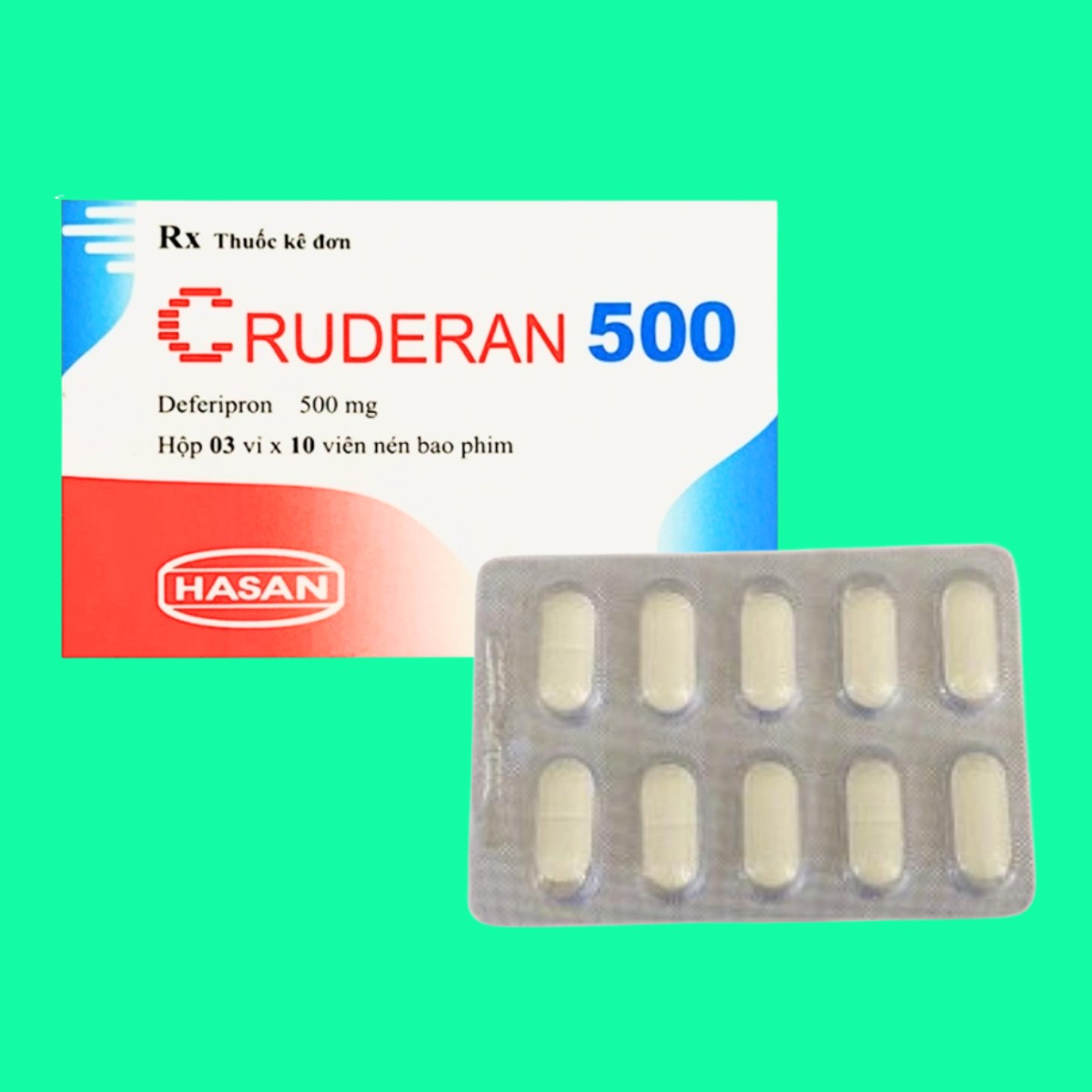 CRUDERAN 500 Deferipron 500mg Hasan (Hộp 30 viên)