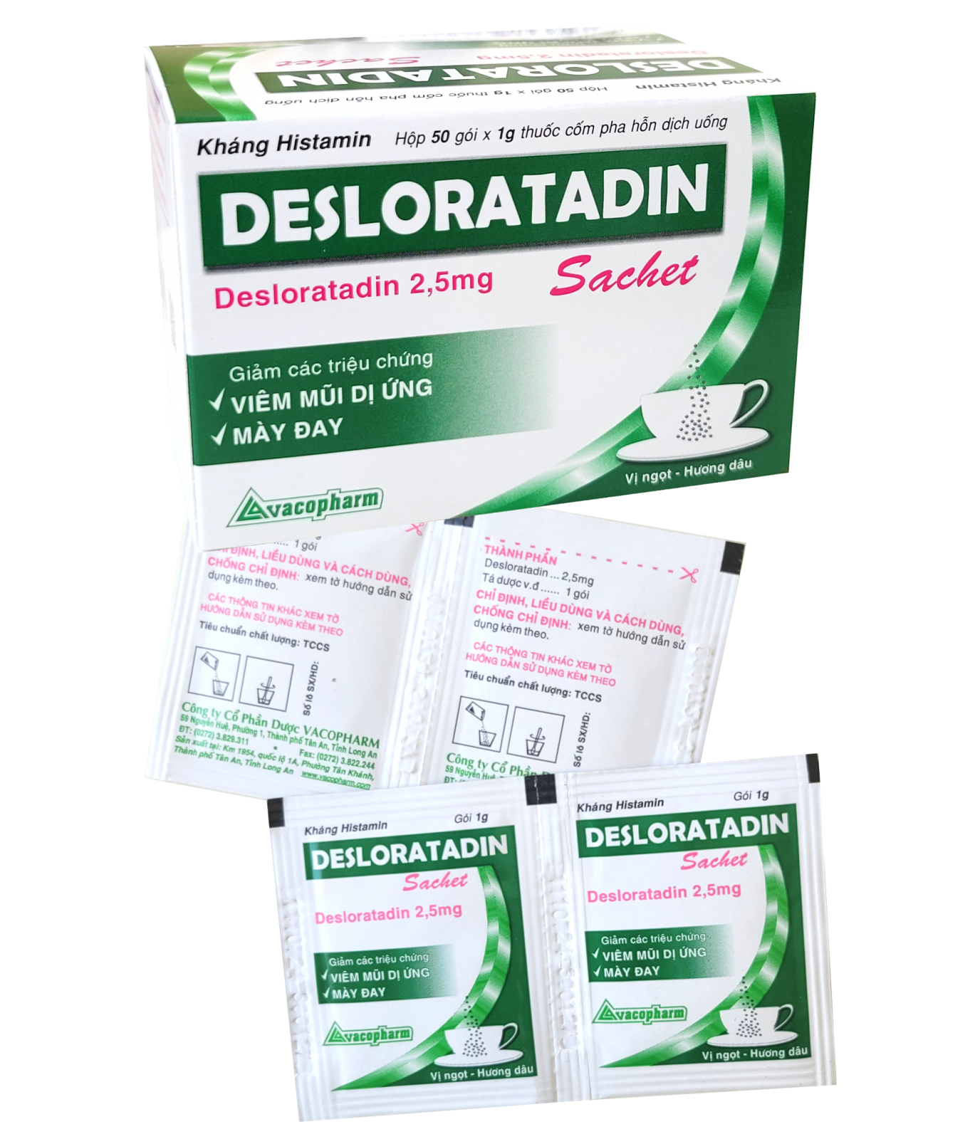 Desloratadin Sachet 2.5mg Vacopharm (Hộp 50 gói)