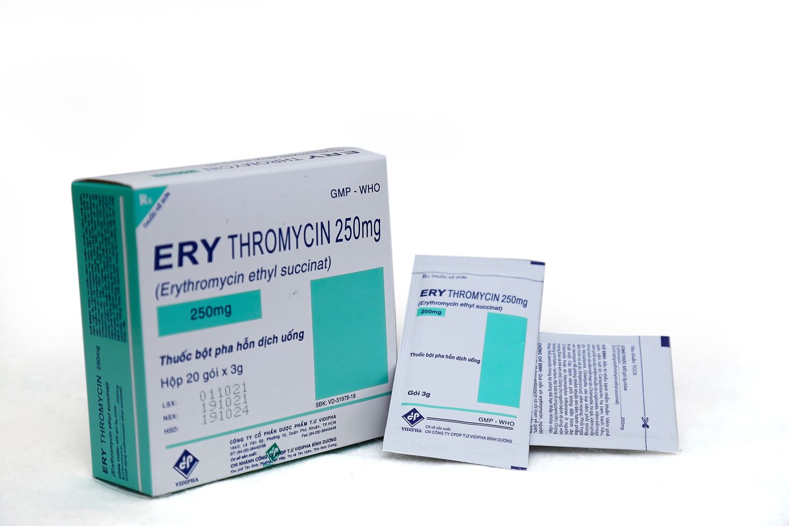 Erythromycin 250mg Vidipha (Hộp 20 gói)