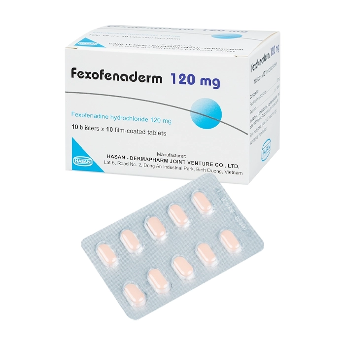 Fexofenaderm 120 Fexofenadine Hasan (Hộp 100 viên)