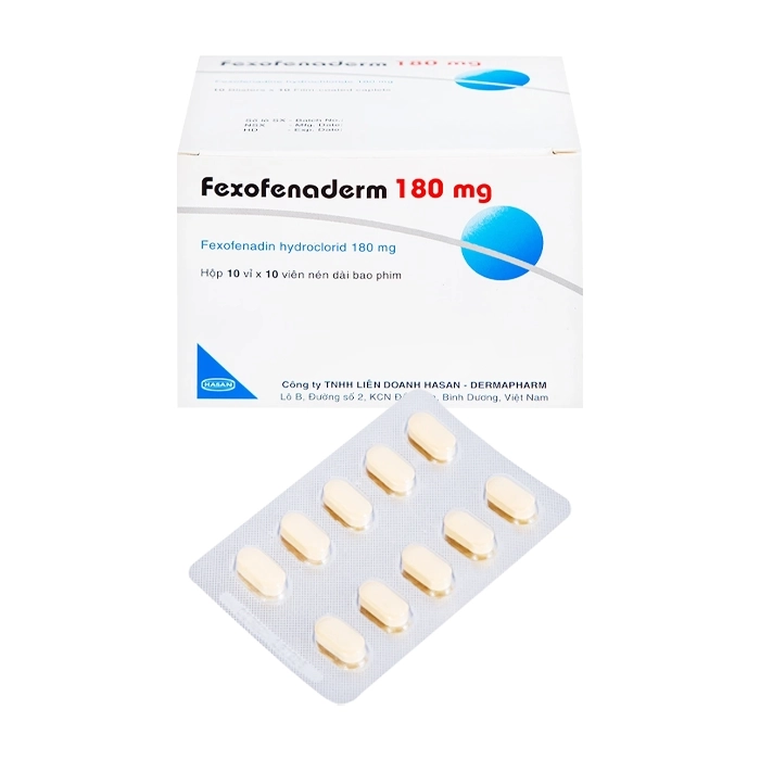 Fexofenaderm 180 Fexofenadine Hasan (Hộp 100 viên)