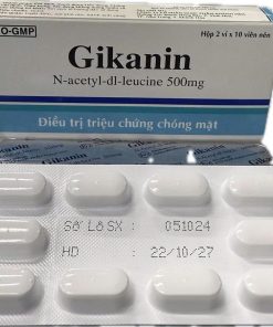 Gikanin Acetylleucine 500mg Khapharco (Hộp 20 viên)