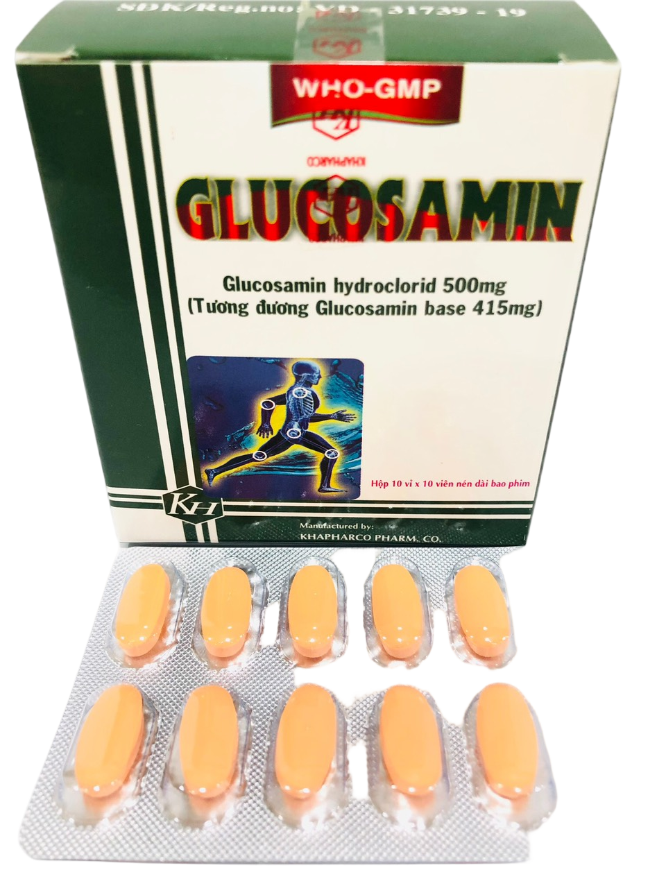 Glucosamin Hcl 500mg Khapharco (Hộp 100 viên)
