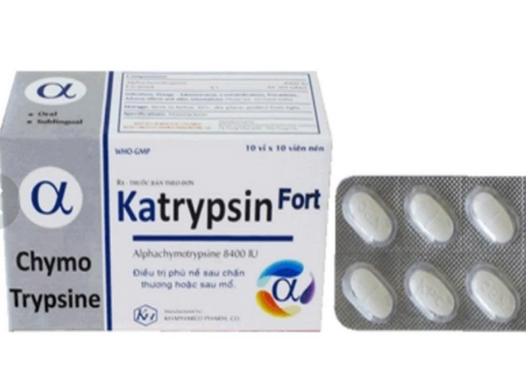 Katrypsin Fort 8400IU Alphachymotrypsin 8.4mg Khapharco (Hộp 100 viên)