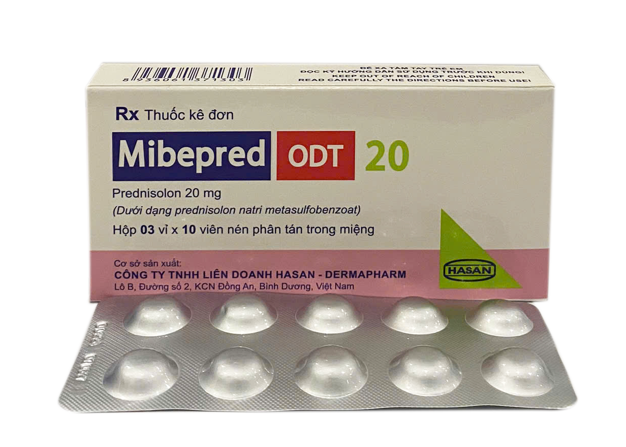 MIBEPRED ODT 20 Prednisolon Hasan (Hộp 30 viên)