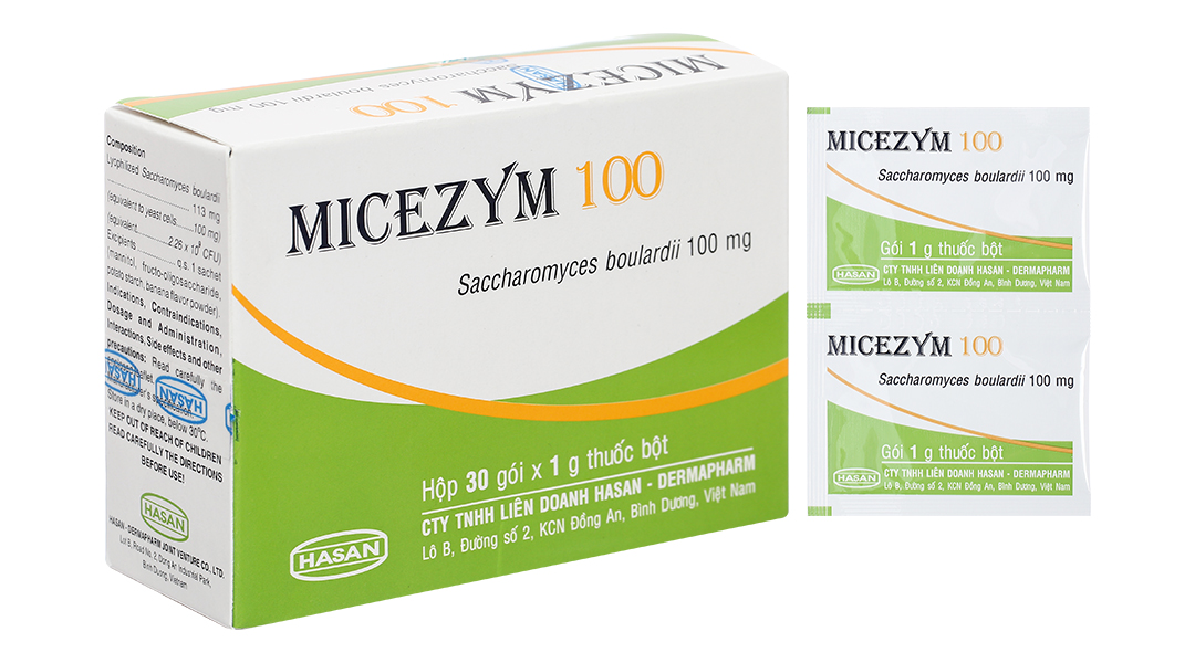 Micezym 100 Saccharomyces boulardii 100mg Hasan (Hộp 30 gói)