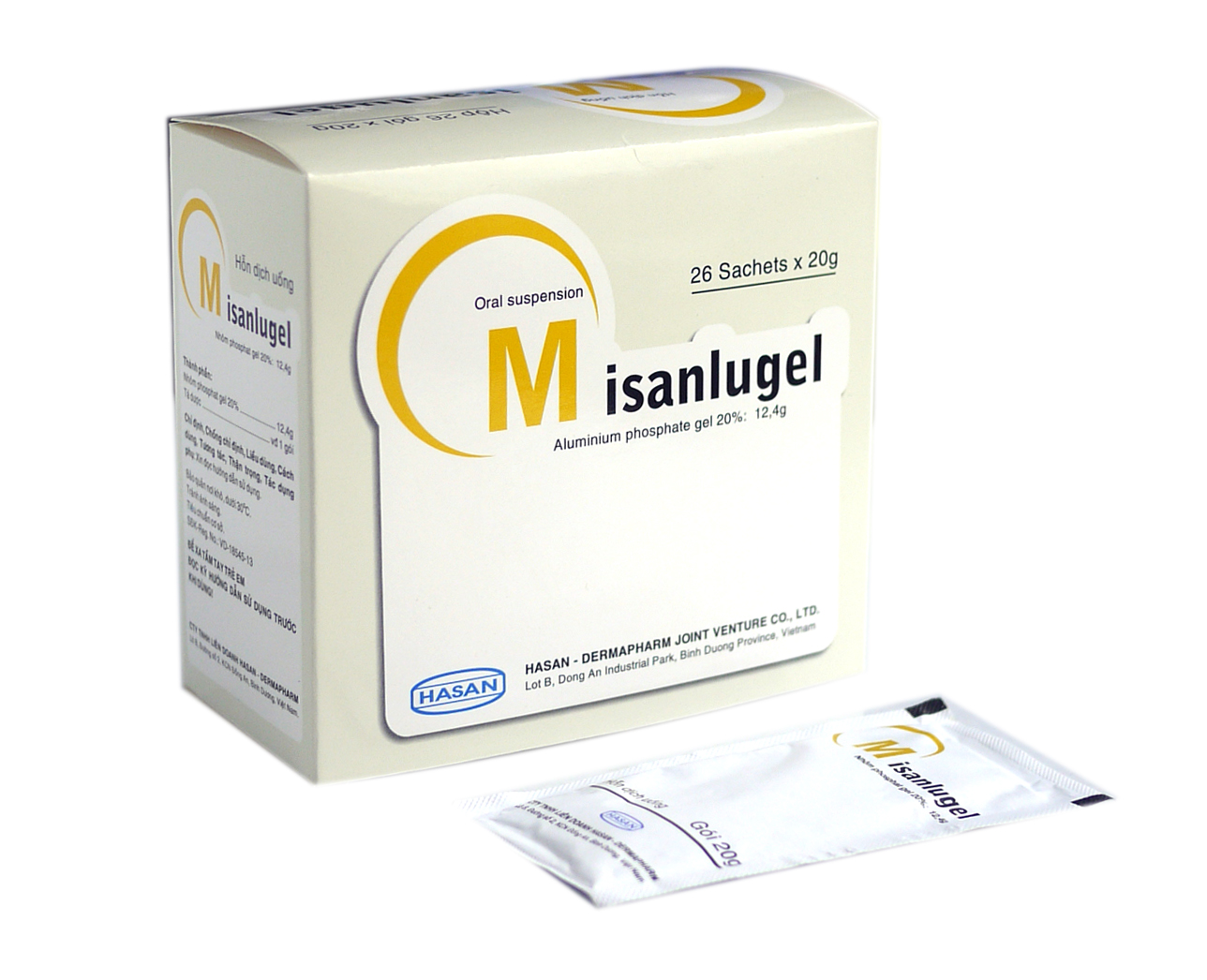 Misanlugel Nhôm phosphat gel 20% Hasan (Hộp 26 gói)