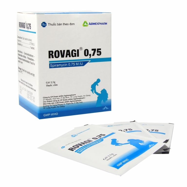 Rovagi 0.75 Spiramycin 0,75 M.IU Agimexpharm (T84/H30gói)