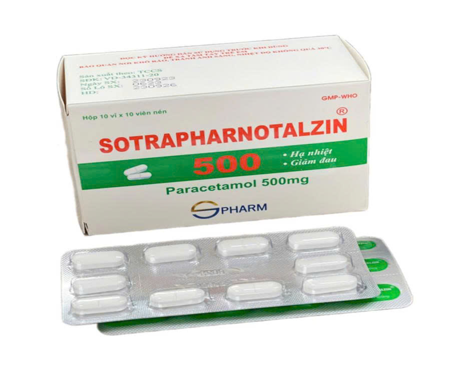 Sotrapharnotalzin VNE Paracetamol 500mg S.Pharm (Hộp 100 viên)
