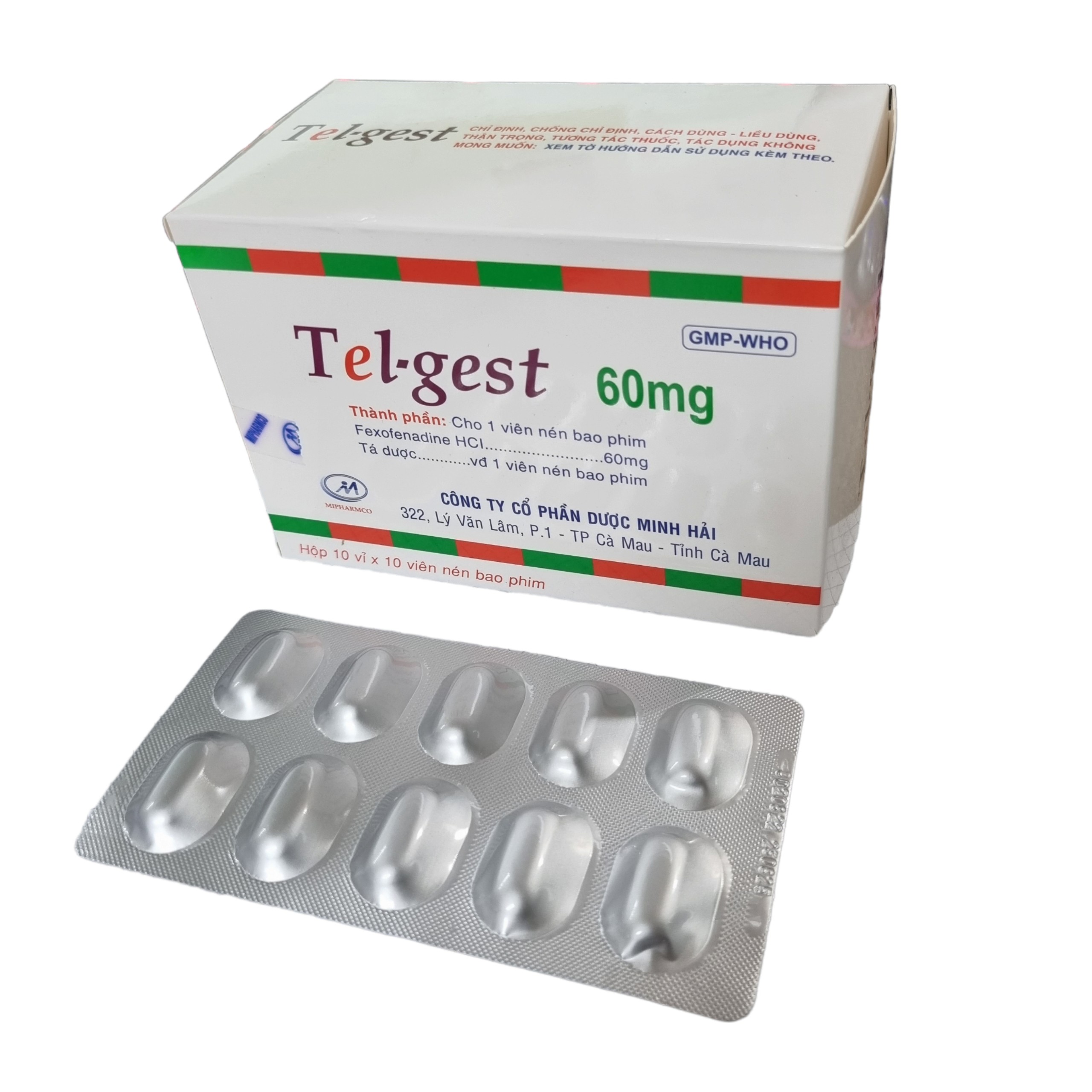 Tel-Gest 60 Fexofenadine HCL 60mg Minh Hải (Hộp 100 viên)