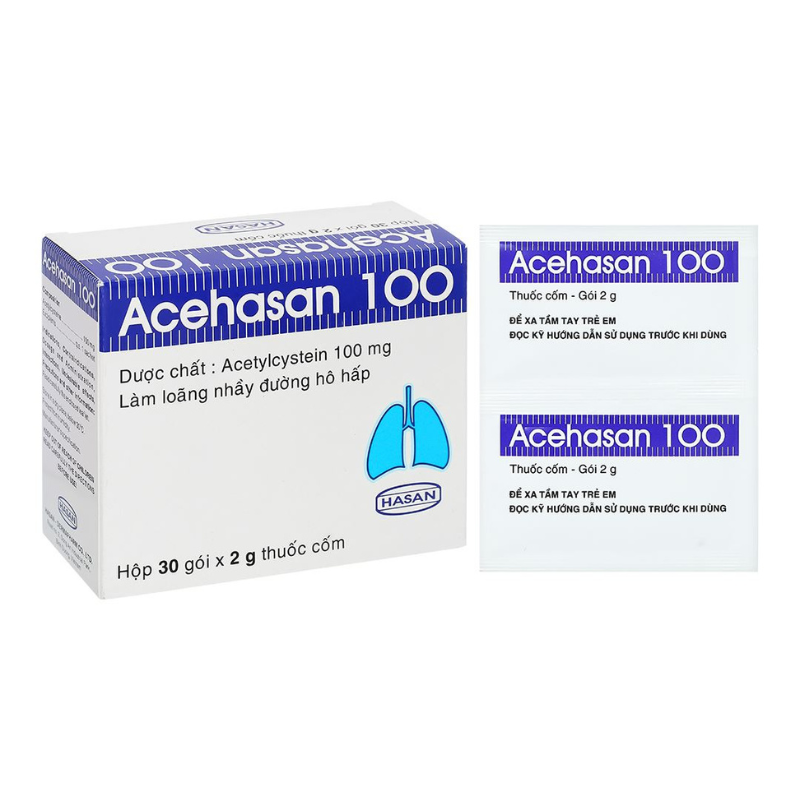 ACEHASAN 100 Acetylcystein  Hasan (Hộp 30 gói)