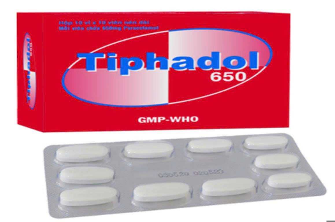 Tiphadol 650 Paracetamol 650mg Tipharco (Hộp 100 viên)