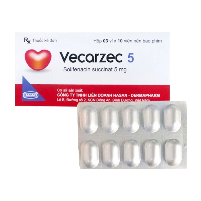 VECARZEC 5 Solifenacin succinate 5mg Hasan (Hộp 30 viên)