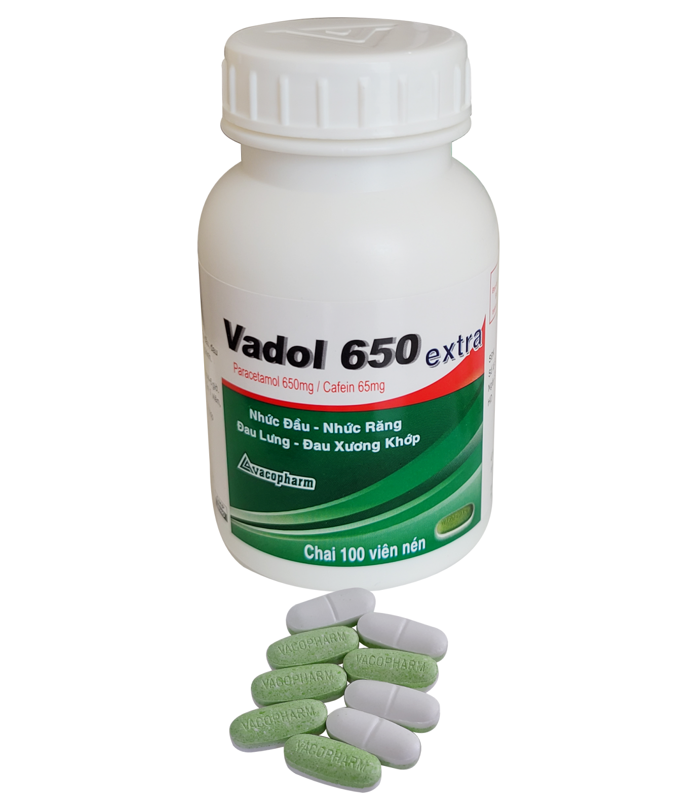 Vadol 650 Extra Vacopharm (Chai 100 viên)