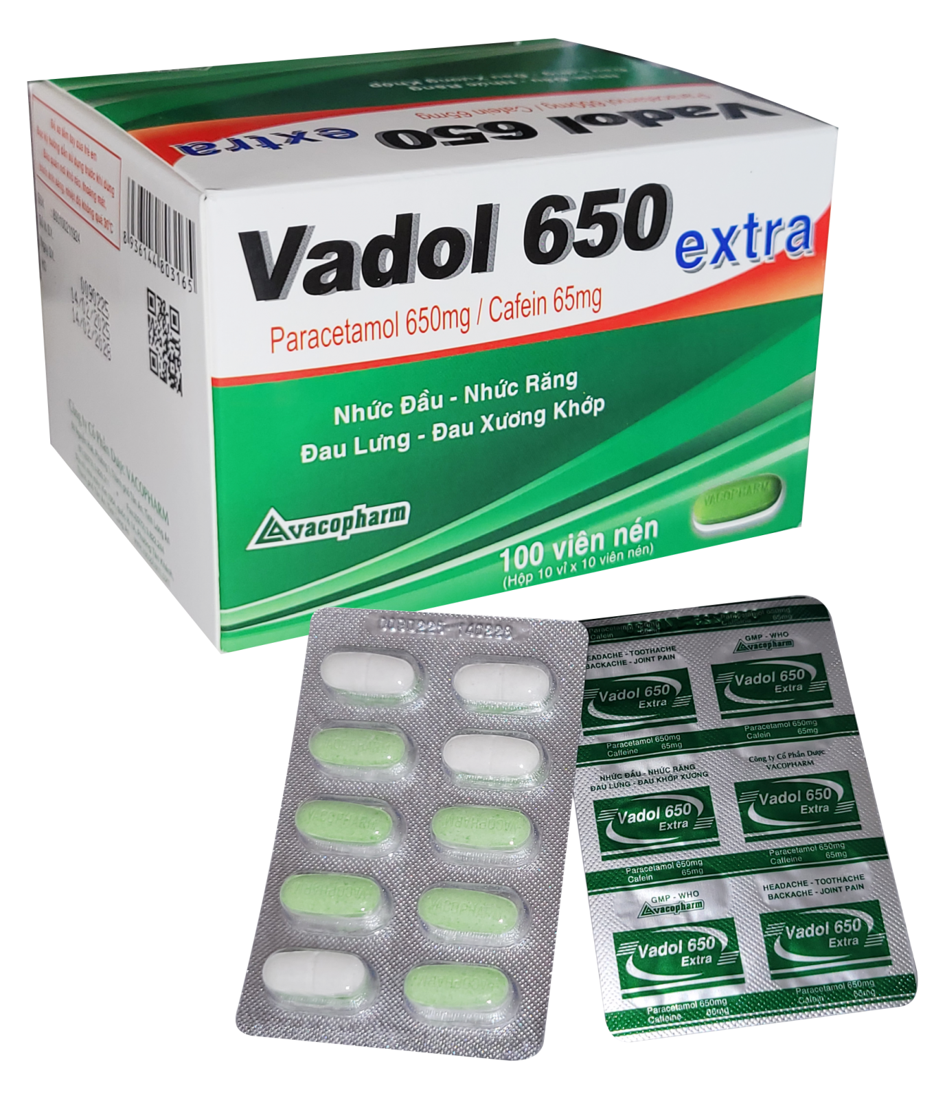 Vadol 650 Extra Vacopharm (Hộp 100 viên)