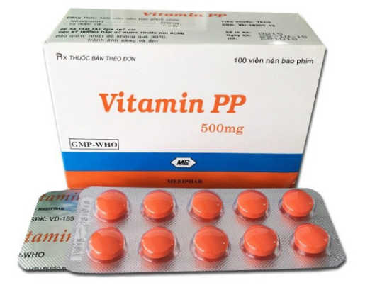Vitamin PP 500mg Nicotinamid 500mg Mebiphar (Hộp 100 viên)