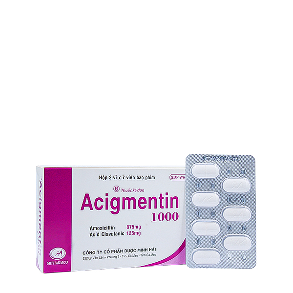 Acigmentin 1000 Minh Hải (Hộp 14 viên)