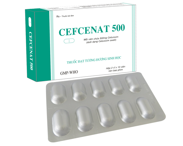 Cefcenat 500 Cefuroxim 500mg Tipharco (Hộp 20 viên)