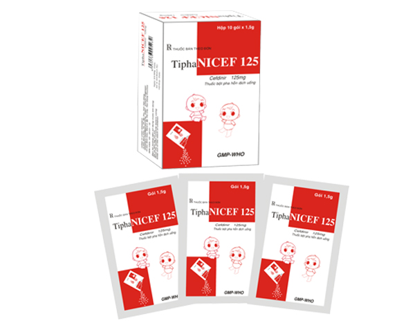 Tiphanicef 125 Cefdinir 125mg Tipharco (Hộp 10 gói)
