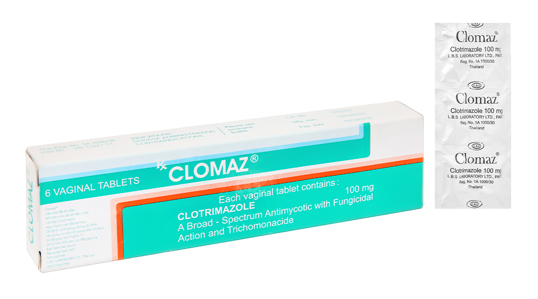 Clomaz Clotrimazole 100mg L.B.S Laboratory (Hộp 6 viên)