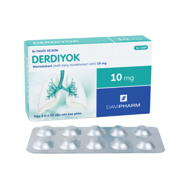Derdiyok Montelukast 10mg Davipharm (Hộp 30 viên)