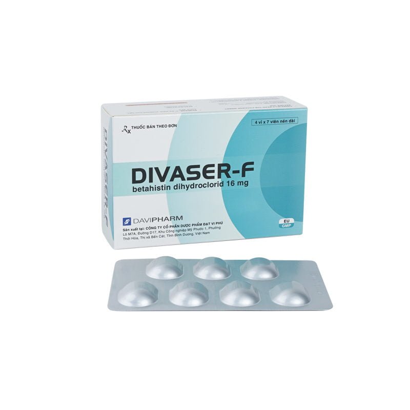 Divaser-F Betahistine 16mg Davipharm (Hộp 28 viên)