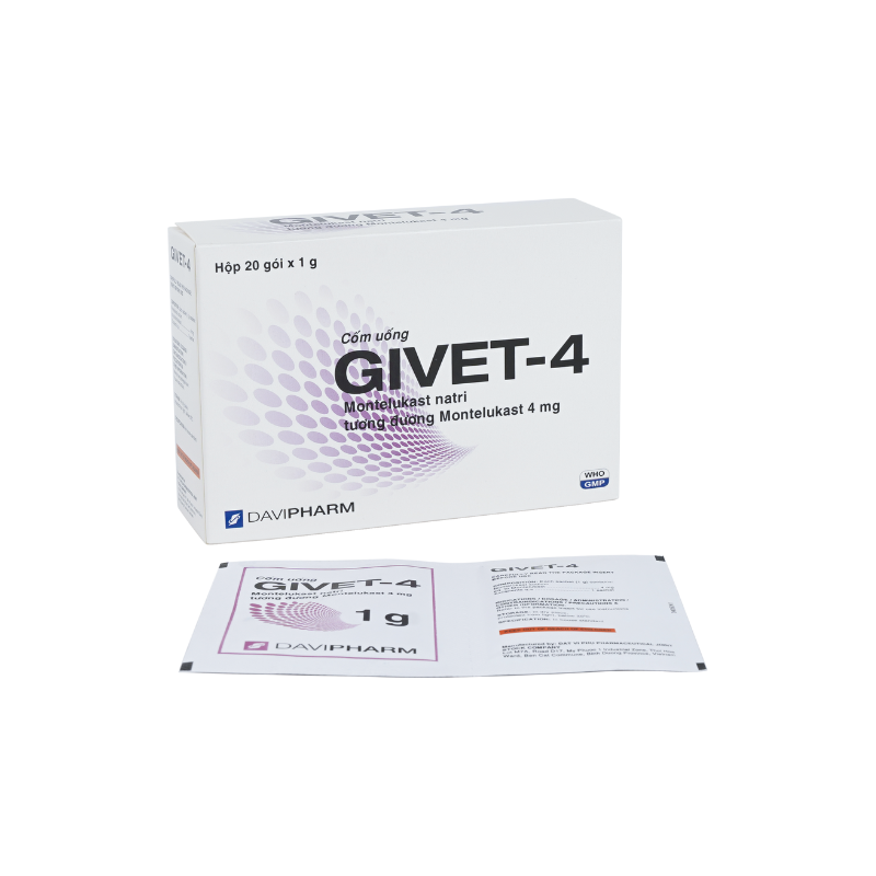 Givet-4 Montelukast 4mg Davipharm (Hộp 20 viên)