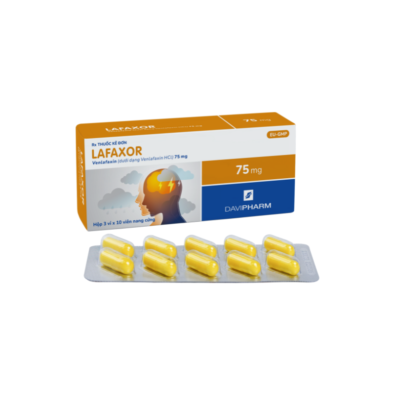 Lafaxor Venlafaxine 75mg Davipharm (Hộp 30 viên)