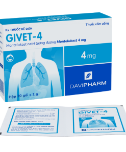 Givet-4 Montelukast 4mg Davipharm (Hộp 20 viên): Giải Pháp Kiểm Soát Hen Suyễn Và Viêm Mũi Dị Ứng Hiệu Quả Cho Trẻ Em