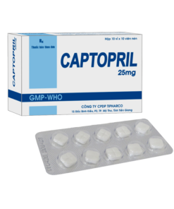 Captopril 25mg Tipharco (Hộp 100 viên): Thuốc Ức Chế Men Chuyển (ACEI) Điều Trị Tăng Huyết Áp và Suy Tim